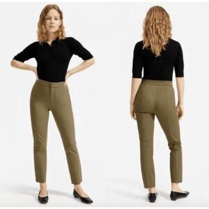 Everlane Women's Fixed-Waist Stretch Cotton Pants in Military Green Size 00
